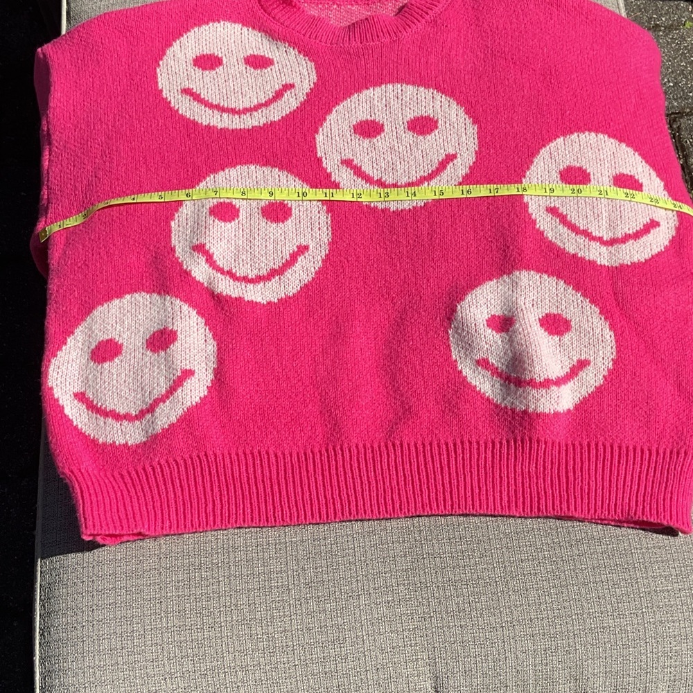 Vibrant Pink Smiley Face Sweater - Picture 4 of 5